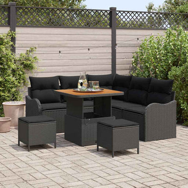 Tuin Sofa Set 8 st 7-Aantal zitplaatsen Zwart