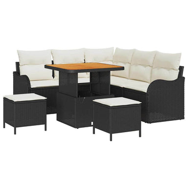 Tuin Sofa Set 8 st 7-Aantal zitplaatsen Zwart en Crème