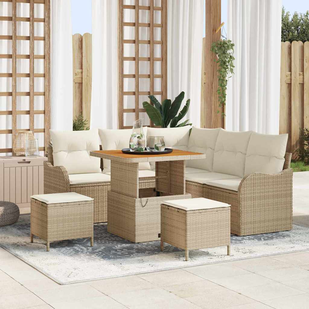 Tuin Sofa Set 8 st 7-Aantal zitplaatsen Beige en Crème