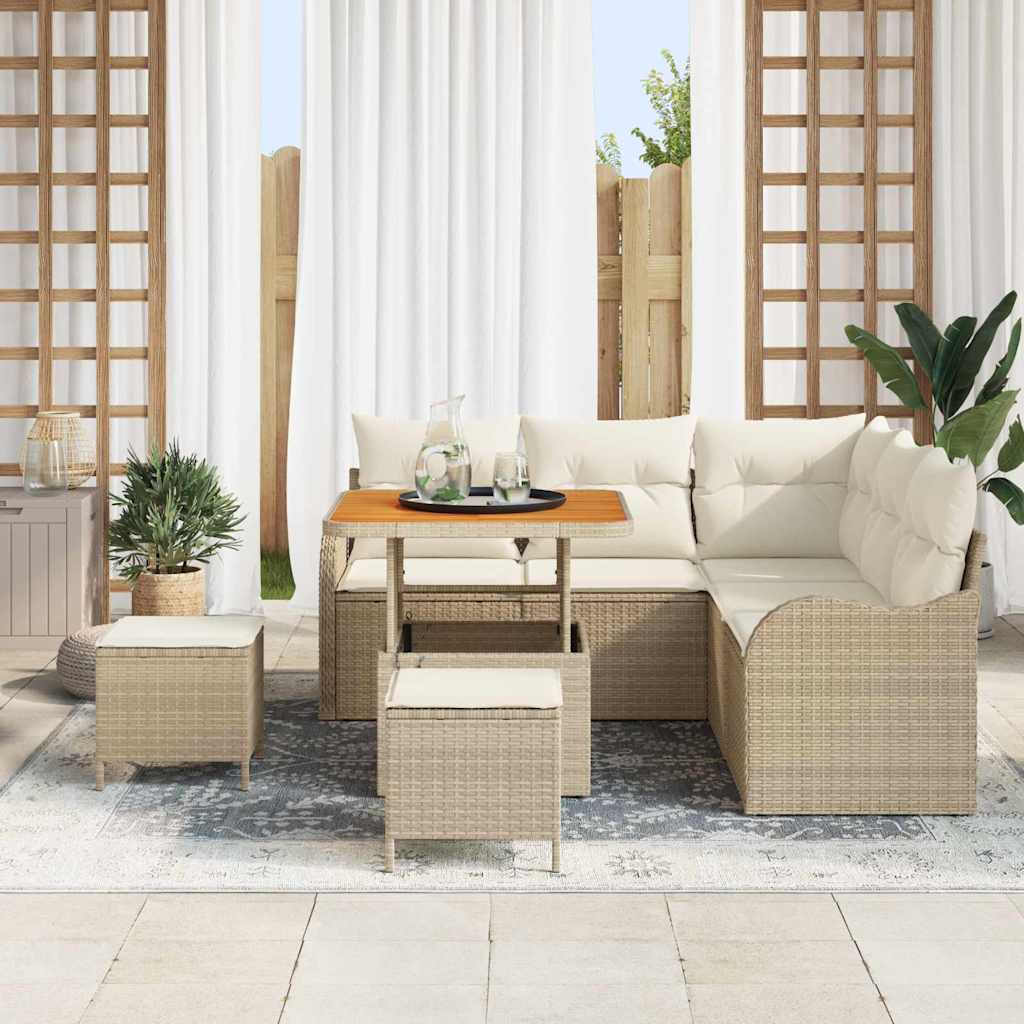 Tuin Sofa Set 8 st 7-Aantal zitplaatsen Beige en Crème