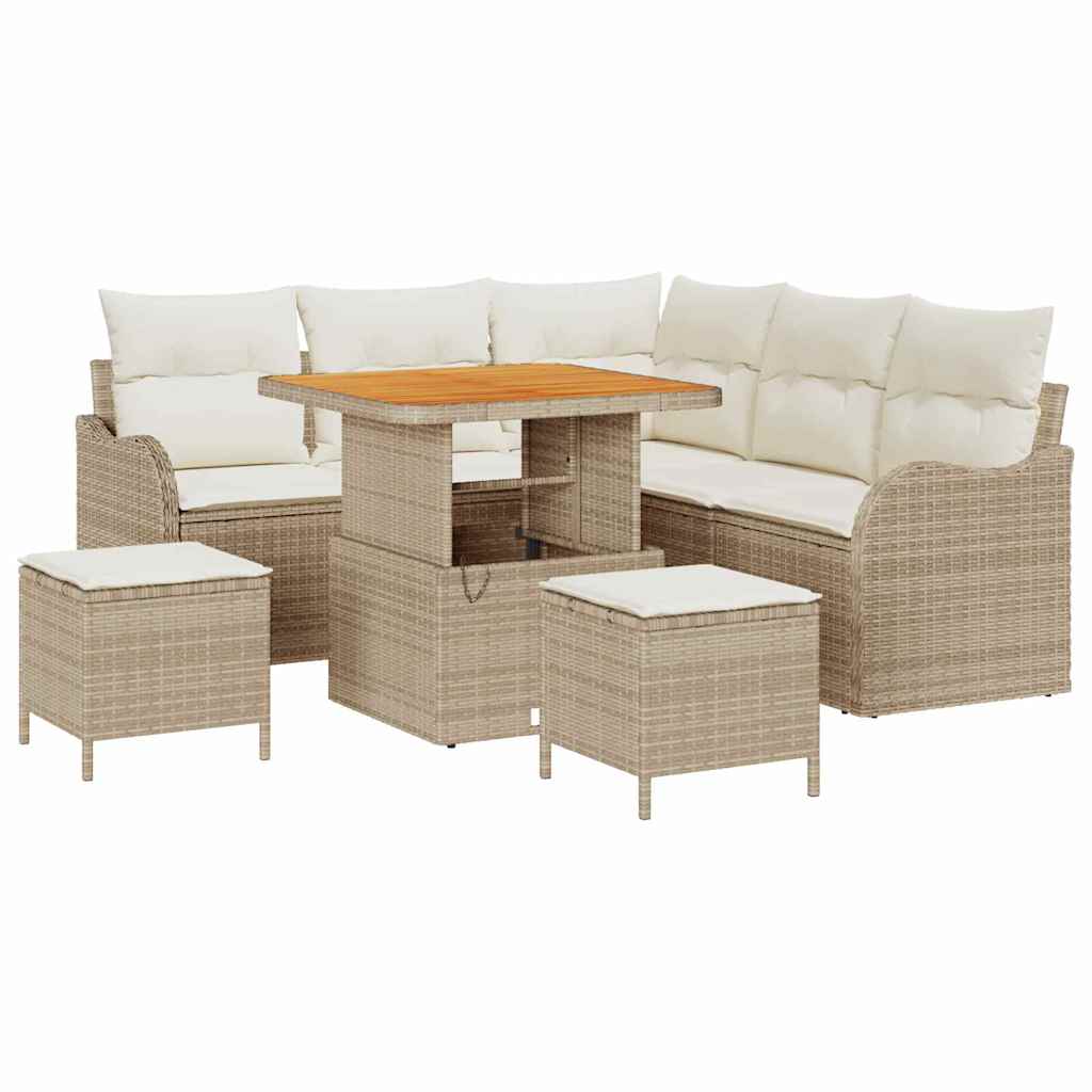 Tuin Sofa Set 8 st 7-Aantal zitplaatsen Beige en Crème