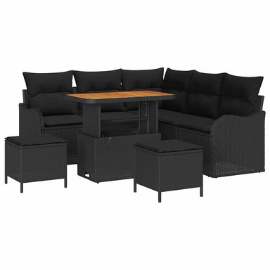 Tuin Sofa Set 8 st 7-Aantal zitplaatsen Zwart