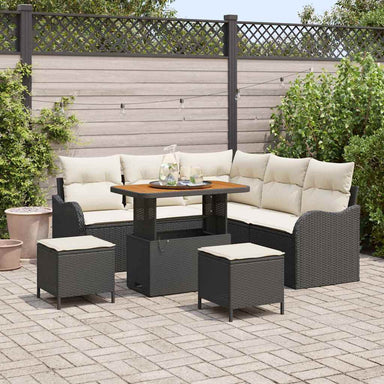 Tuin Sofa Set 8 st 7-Aantal zitplaatsen Zwart en Crème