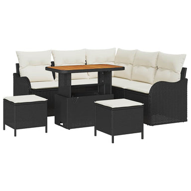 Tuin Sofa Set 8 st 7-Aantal zitplaatsen Zwart en Crème