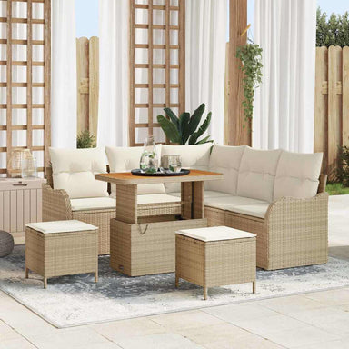 Tuin Sofa Set met kussen met opslag 8 pcs Beige en Crème