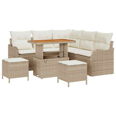 Tuin Sofa Set met kussen met opslag 8 pcs Beige en Crème
