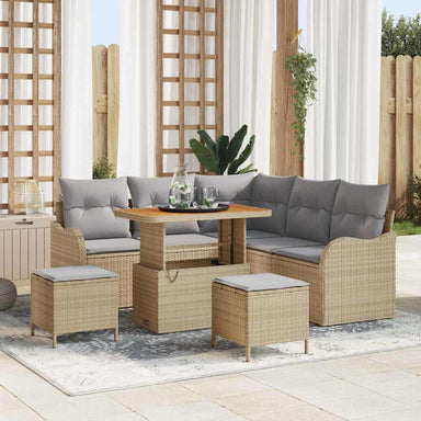 Tuin Sofa Set 8 st 7-Aantal zitplaatsen Beige en Licht Grijs