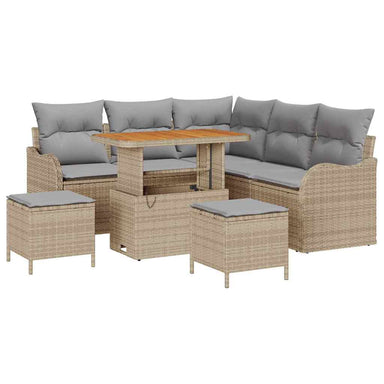Tuin Sofa Set 8 st 7-Aantal zitplaatsen Beige en Licht Grijs