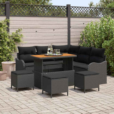 Tuin Sofa Set 9 st 8-Aantal zitplaatsen Zwart