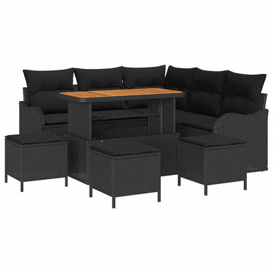Tuin Sofa Set 9 st 8-Aantal zitplaatsen Zwart