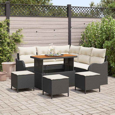 Tuin Sofa Set 9 st 8-Aantal zitplaatsen Zwart en Crème