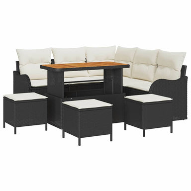 Tuin Sofa Set 9 st 8-Aantal zitplaatsen Zwart en Crème