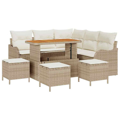 Tuin Sofa Set met kussen met opslag 9 pcs Beige en Crème