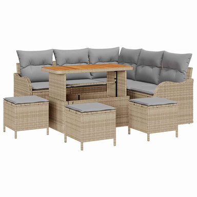 Tuin Sofa Set 9 st 8-Aantal zitplaatsen Beige en Licht Grijs