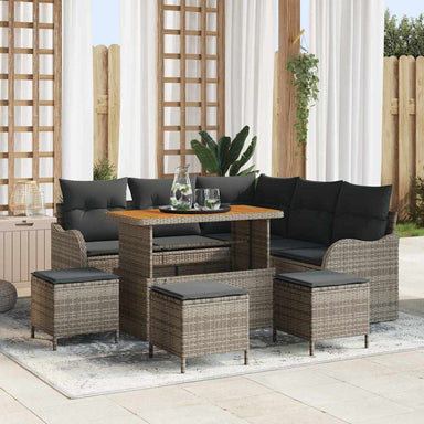Tuin Sofa Set 9 st 8-Aantal zitplaatsen Grijs