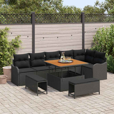 Tuin Sofa Set 9 st 8-Aantal zitplaatsen Zwart