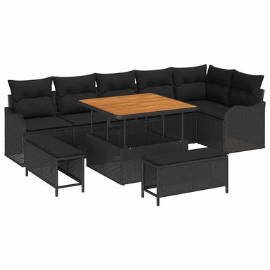 Tuin Sofa Set 9 st 8-Aantal zitplaatsen Zwart