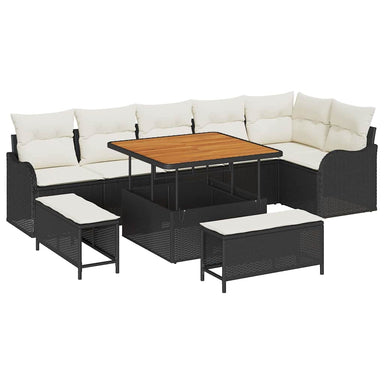 Tuin Sofa Set 9 st 8-Aantal zitplaatsen Zwart en Crème