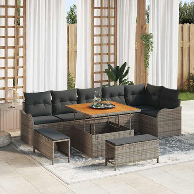 Tuin Sofa Set 9 st 8-Aantal zitplaatsen Grijs