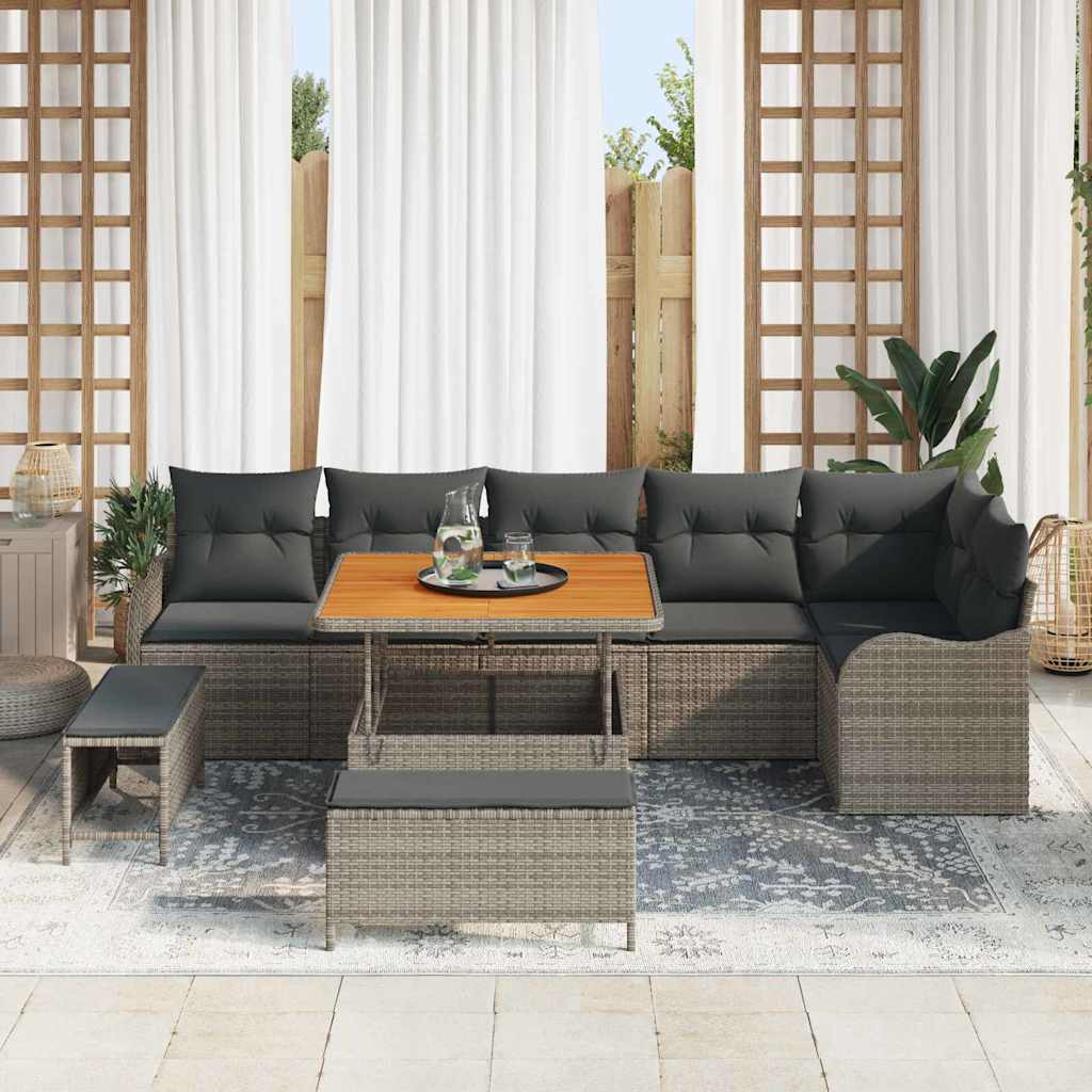 Tuin Sofa Set 9 st 8-Aantal zitplaatsen Grijs