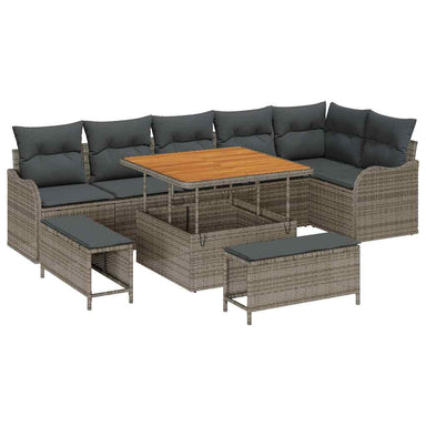 Tuin Sofa Set 9 st 8-Aantal zitplaatsen Grijs