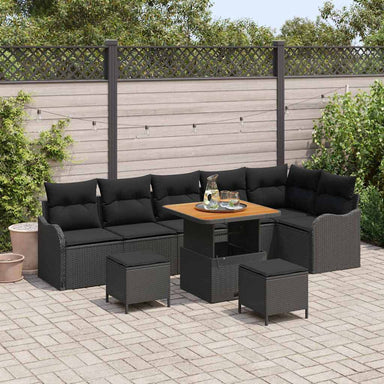 Tuin Sofa Set 9 st 8-Aantal zitplaatsen Zwart