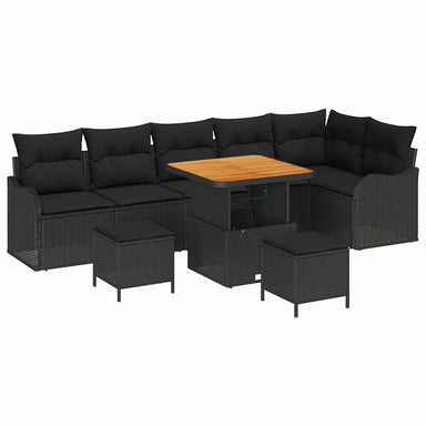 Tuin Sofa Set 9 st 8-Aantal zitplaatsen Zwart