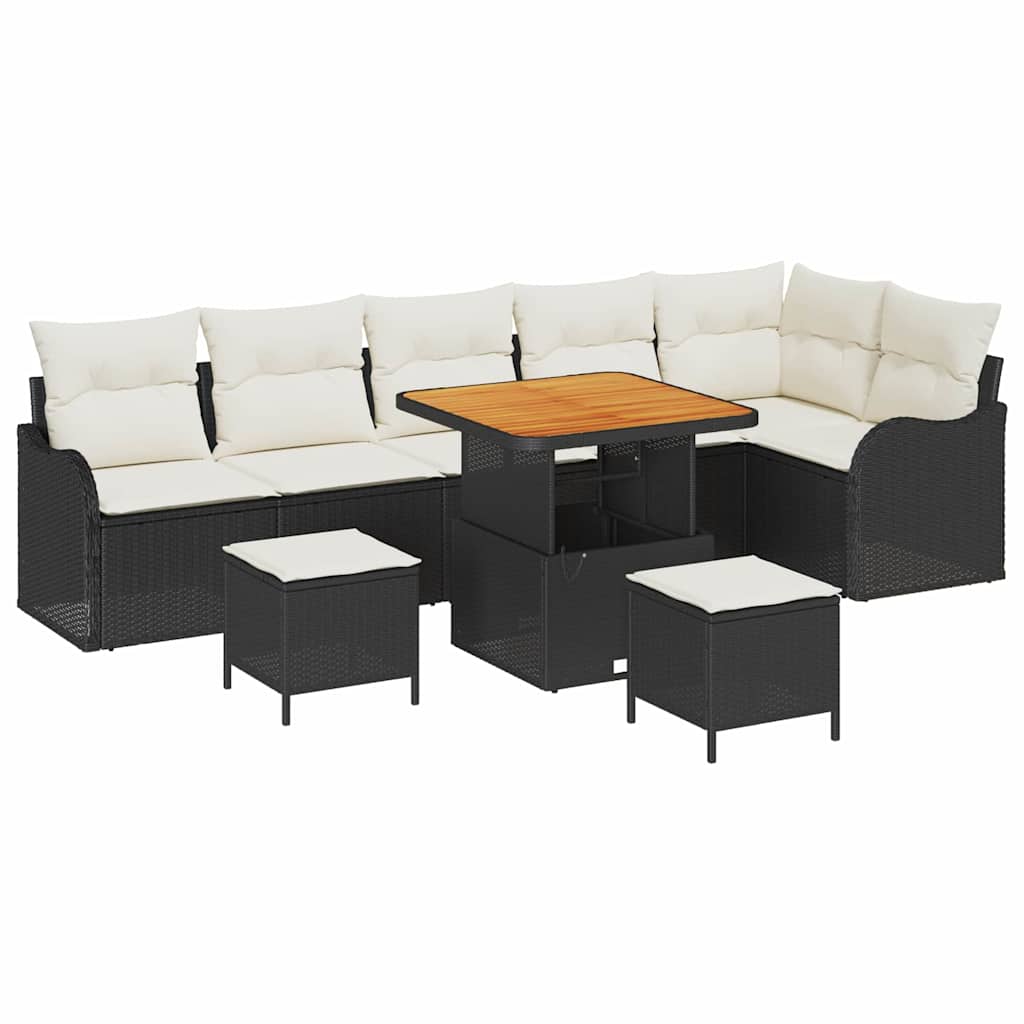 Tuin Sofa Set 9 st 8-Aantal zitplaatsen Zwart en Crème