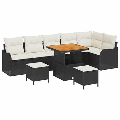 Tuin Sofa Set 9 st 8-Aantal zitplaatsen Zwart en Crème