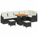 Tuin Sofa Set 9 st 8-Aantal zitplaatsen Zwart en Crème