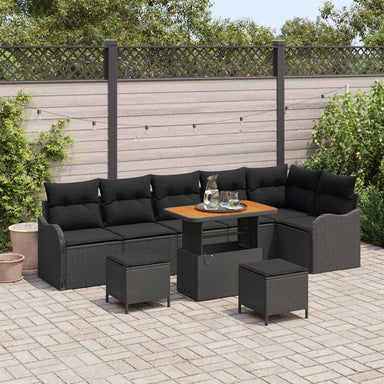 Tuin Sofa Set 9 st 8-Aantal zitplaatsen Zwart