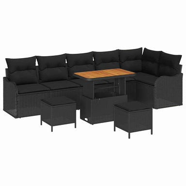 Tuin Sofa Set 9 st 8-Aantal zitplaatsen Zwart
