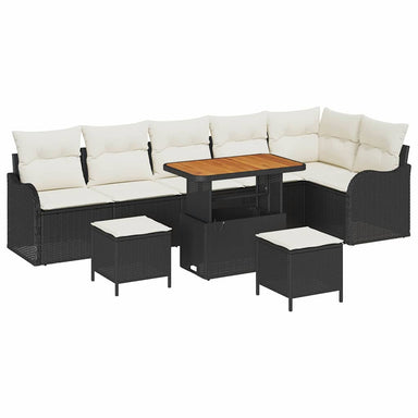 Tuin Sofa Set 9 st 8-Aantal zitplaatsen Zwart en Crème