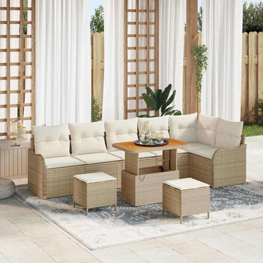 Tuin Sofa Set 9 st 8-Aantal zitplaatsen Beige en Crème