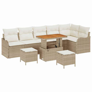Tuin Sofa Set 9 st 8-Aantal zitplaatsen Beige en Crème