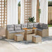 Tuin Sofa Set 9 st 8-Aantal zitplaatsen Beige en Licht Grijs
