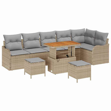 Tuin Sofa Set 9 st 8-Aantal zitplaatsen Beige en Licht Grijs