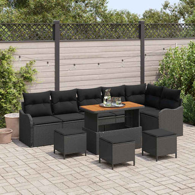 Tuin Sofa Set 10 st 9-Aantal zitplaatsen Zwart