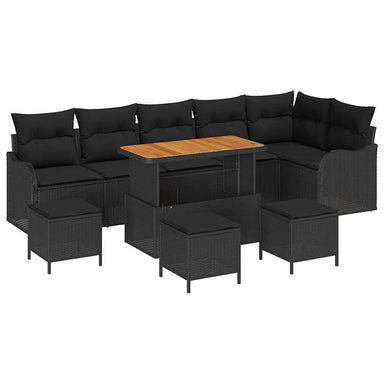Tuin Sofa Set 10 st 9-Aantal zitplaatsen Zwart