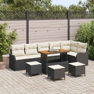 Tuin Sofa Set 10 st 9-Aantal zitplaatsen Zwart en Crème