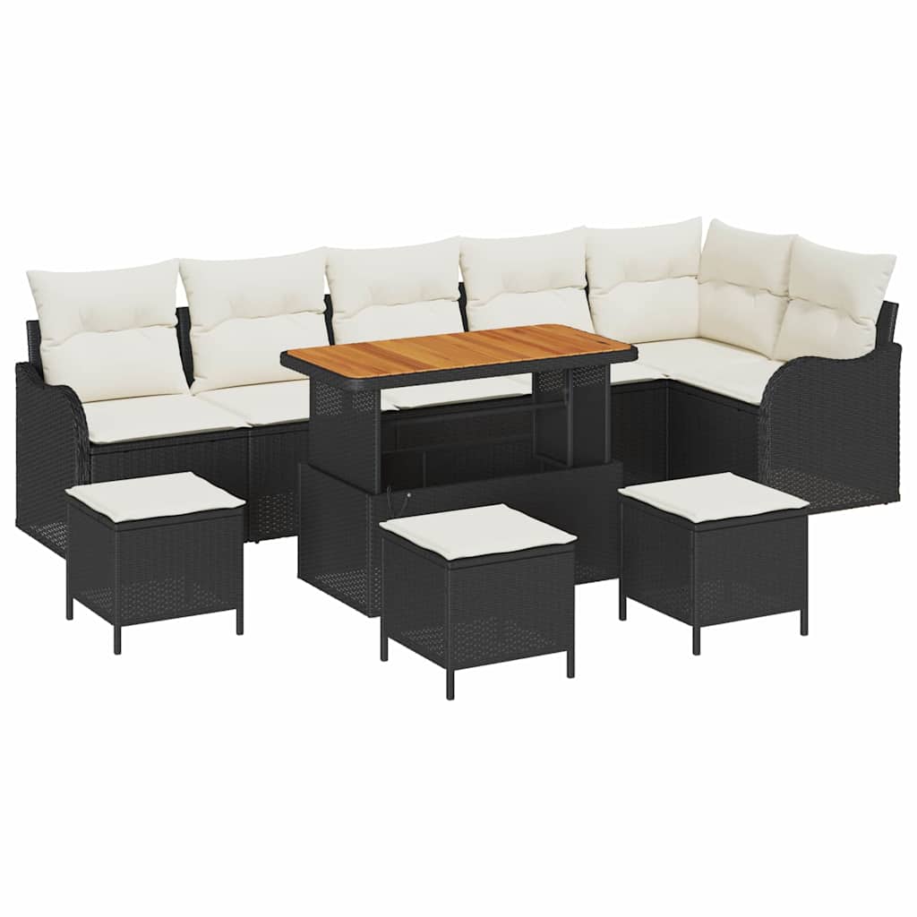 Tuin Sofa Set 10 st 9-Aantal zitplaatsen Zwart en Crème