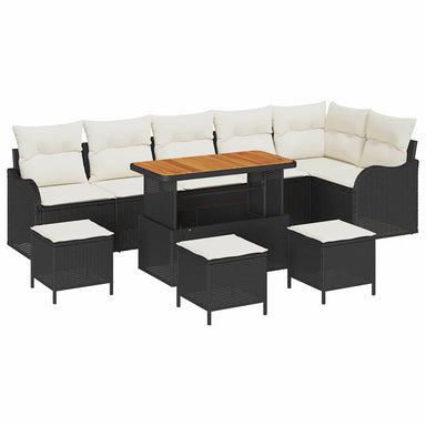 Tuin Sofa Set 10 st 9-Aantal zitplaatsen Zwart en Crème