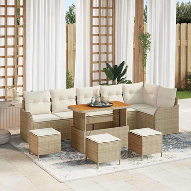 Tuin Sofa Set 10 st 9-Aantal zitplaatsen Beige en Crème