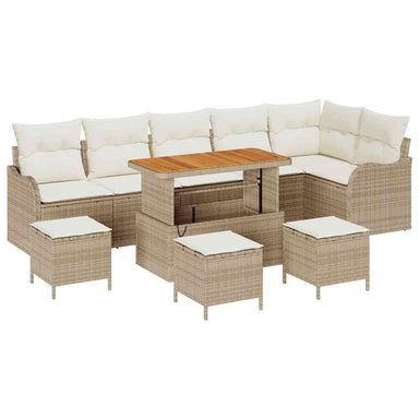 Tuin Sofa Set 10 st 9-Aantal zitplaatsen Beige en Crème