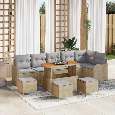 Tuin Sofa Set 10 st 9-Aantal zitplaatsen Beige en Licht Grijs