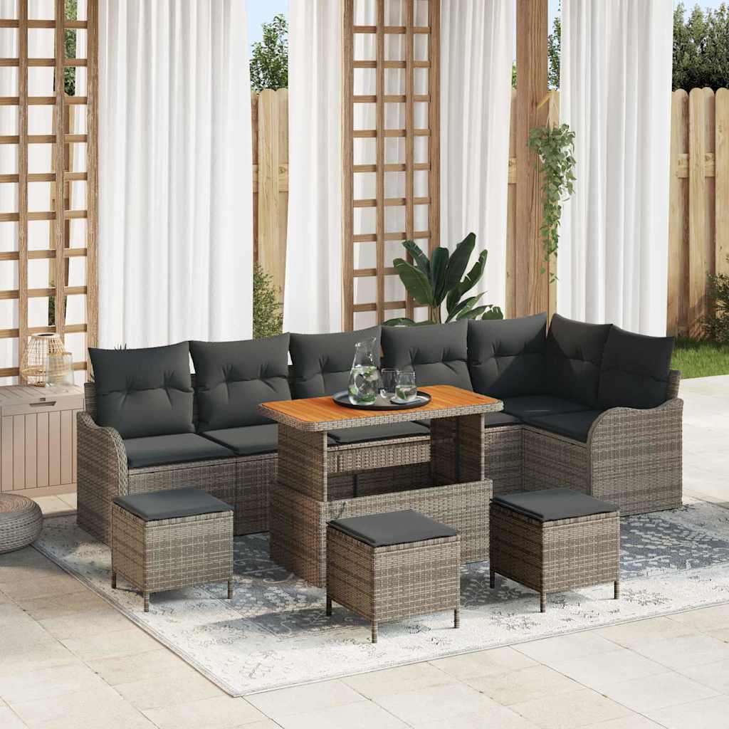 Tuin Sofa Set 10 st 9-Aantal zitplaatsen Grijs