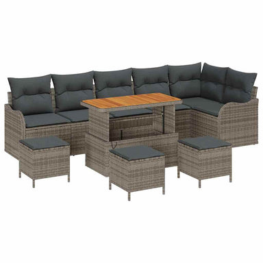 Tuin Sofa Set 10 st 9-Aantal zitplaatsen Grijs