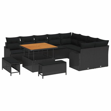 Tuin Sofa Set 12 st 11-Aantal zitplaatsen Zwart