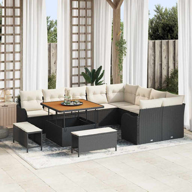 Tuin Sofa Set 12 st 11-Aantal zitplaatsen Zwart en Crème