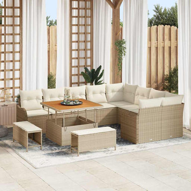 Tuin Sofa Set 12 st 11-Aantal zitplaatsen Beige en Crème